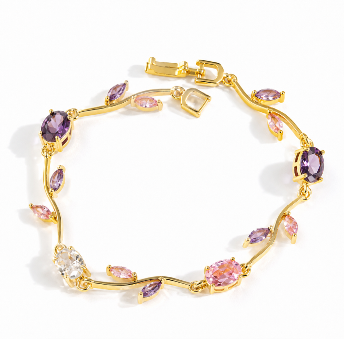 Romantic Tulip Bracelet Elegant French Girl Forest System Design Sensation Accessories Vacuum Electroplated Real Gold Copper Zirconia Clasp