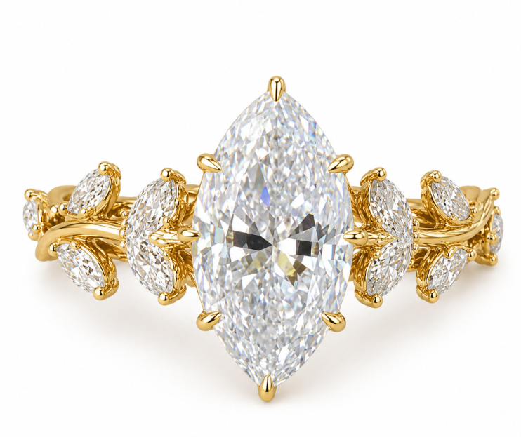 Elegant Novelty Leaf Copper Zircon Ring