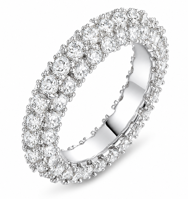 White Gold Plated geometric copper inlaid zircon rings
