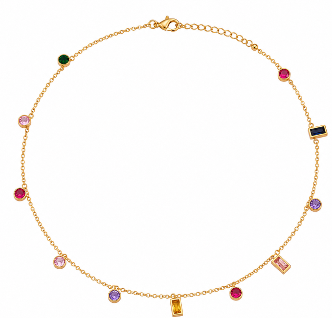 304 Stainless Steel Solid Color PVD Coated Zircon 18K Gold Plated Real Gold Plated Waterproof Non Tarnish Plating Inlay Colour Gold Pendant Necklace