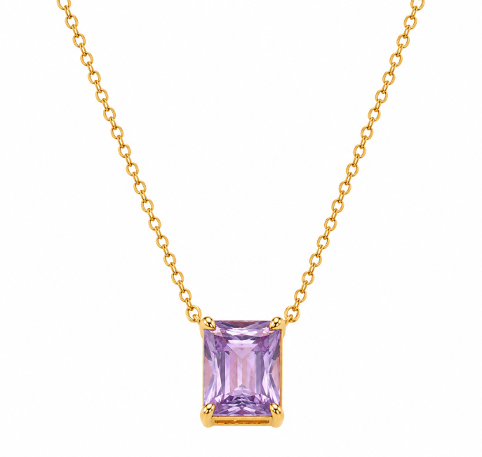 304 Stainless Steel Square Ion Plating (IP) Zircon 18K Gold Plated Elegant Simple Style Waterproof Non Tarnish Plating Inlay Necklace