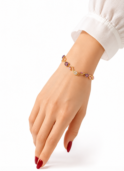 Romantic Tulip Bracelet Elegant French Girl Forest System Design Sensation Accessories Vacuum Electroplated Real Gold Copper Zirconia Clasp