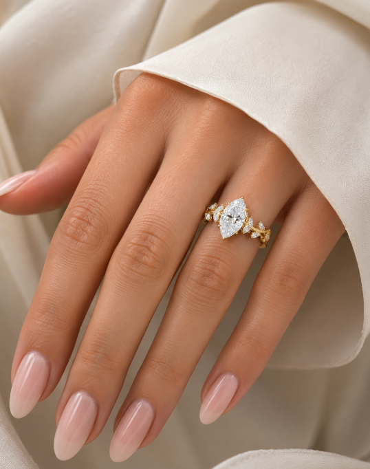 Elegant Novelty Leaf Copper Zircon Ring