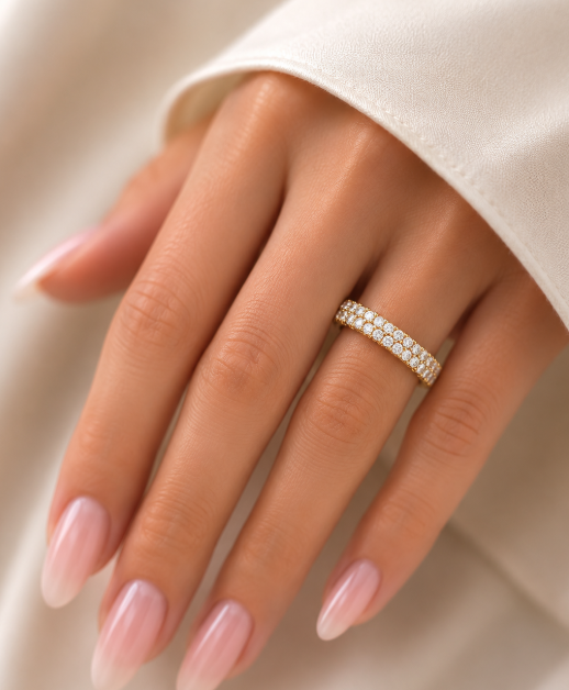 Gold Plated geometric copper inlaid zircon rings