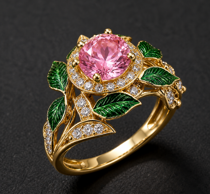 Featuring Claw Setting with 0.03µm KC Golden Plated Water Plating Ring