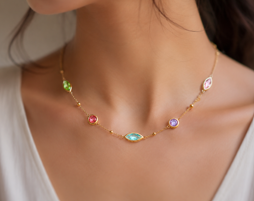 Luxurious Handmade Waterproof Non Tarnish Plating Chain Lobster Trigger Clasp Closure Necklace