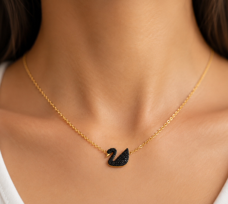 REAL GOLD PLATED SWAN NECKLACE