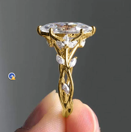 Elegant Novelty Leaf Copper Zircon Ring